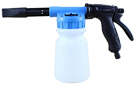 Boquilla pulverizadora de espuma de 1 litro, herramienta multifunción para lavado de coches, para interiores y exteriores, pulverizador de espuma de espuma para manguera de agua