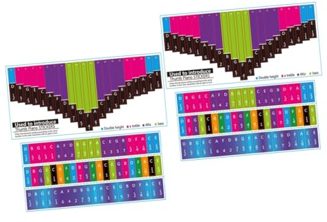 ifundom 4 Stück Kalimba Phonem Aufkleber Kalimba Aufkleber 21 Kalimba Noten Kalimba Tasten Aufkleber Klaviertasten Aufkleber Instrumentennoten Aufkleber Kalimba Tab Aufkleber