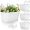 KINGLAKE 4 macetas colgantes de 27 cm para colgar, maceta blanca de metal, maceta colgante grande con gancho extraíble y agujero, para balcón, vallas, ventanas, barandillas, 27 x 22 x 12 cm