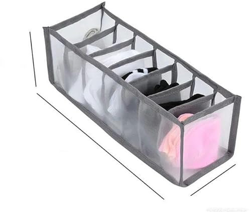 HBKUHIUT Schrank-Unterwäsche-Organizer, Socken- und Kleidungsaufbewahrungsboxen, Kleiderschrank-Kleider-Organizer für Unterwäsche, Schubladen-Organizer, dünne Maschenweite, 7 Gitterboxen
