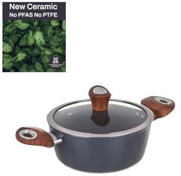 Casseruola con coperchio ottanio New Ceramic (20 cm due manici)