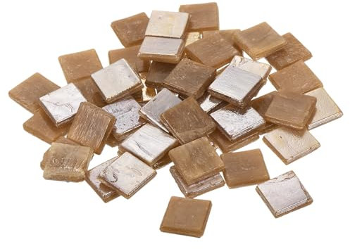 QUARKZMAN Mosaikfliesen, Glasmosaik Mosaiksteine zum Basteln Mini Mosaikfliese DIY Hobbys Handgemachter Kristall Freier Handwerksmaterial Kreativität (Gold Packung mit 100)