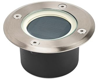 Brendz Solar Bodenleuchte Aussen, LED, 20 Lumen, IP67 Wasserdicht, 3000K Warmweißes Licht, Lithium-Polymer-Akku, Solar Gartenleuchte, Bodenstrahler Außen silber, Doha