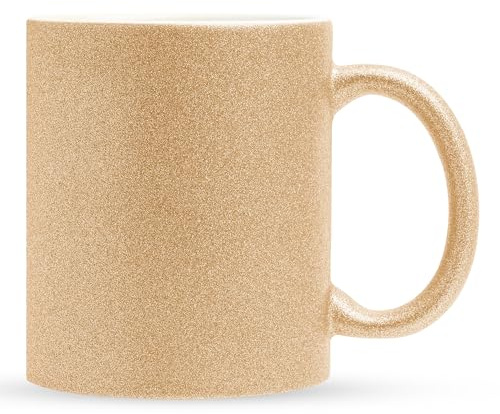Sublimationstassen Glitzer Keramik 325ml (11oz), Sublimationsrohling, Mehrere Farben, Sublimation Tassen Blanko Werbegeschenk (Gold, 2er Set)