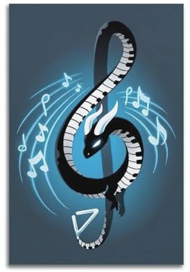 LNSIZH Tier-Poster, abstrakte Tierschlange, Musiknoten-Poster, dekorative Malerei, Leinwand, Wandposter und Kunstdruck, moderne Familienschlafzimmer-Dekoration, Poster, 50 x 75 cm