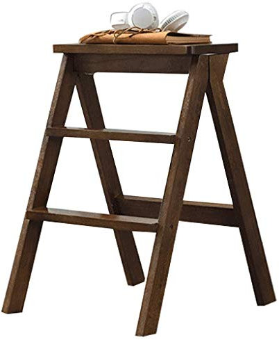 SIAMZYWV Step Stool, Folding Stepladder Foot Stools Wooden stool Foldable 3 Step Ladder Stool Kitchen High Stool Bench Widened Indoor Ascending Stepladder Staircase Chairs