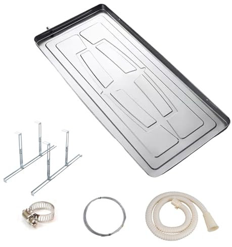 Bandeja de Goteo para Aire Acondicionado, Bandeja de Drenaje de Condensado, Bandeja de Goteo del Colector de Agua HVAC con Tubo de Drenaje y Kit de Instalación(93 * 44 * 3.5cm)