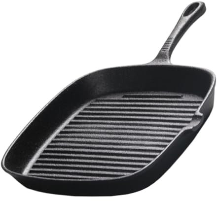 WATIIFUFU Non-Stick Square Steak Frying Pan Cast Iron Skillet Square Cast Iron Pan Easy Clean for Home Outdoor Cooking