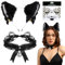 Sprinlot Katze Kostüm Damen, Katzenohren Haarreif, Glöckchen Halskette Katze Cosplay Set, Katzen Kostüm Frauen, Faschingskostüme Damen Katze, Für Halloween Karneval Party