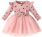LUVCES Bébé Fille Robe Tenue Coeur Imprimé Côtelé Manches Longues Bowknot Saint Valentin Tulle Robes Bandeau Ensemble Printemps Automne Vêtements Fille Imprimé Coeur Rose 2-3 Ans
