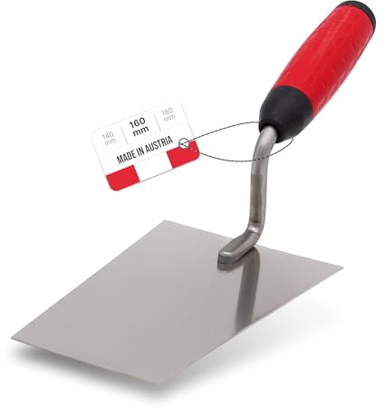 WERKFIT Profi Maurerkelle aus Edelstahl - Berner Putzkelle Rostfrei - Trockenbau Stuckateurkelle mit Softgriff - Hergestellt in Österreich (160mm)