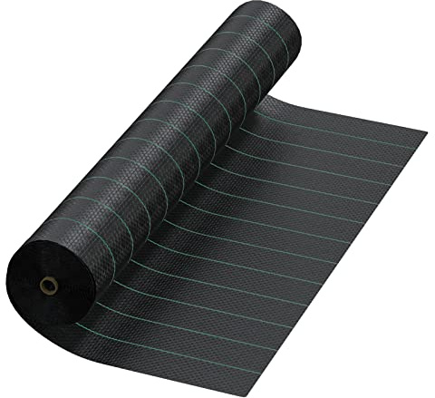 Aruobru Unkrautvlies Gartenvlies 170g/m² Rolle 3,96m x 18,28m=72,3m² Unkrautfolie für Garten Wasserdurchlässig Reißfestes Unkrautgewebe Anti-Unkrautgewebe Bändchengewebe sehr hohe UV-Stabilisierung