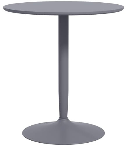 HOMCOM Esstisch 70 x 70 cm rund Küchentisch für 2 Personen Esszimmertisch mit Stahlbein, Rutschfester Fußauflage Säulentisch moderner Kaffeetisch für Küche, Esszimmer und Wohnzimmer Grau