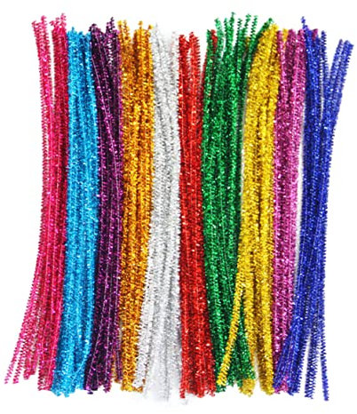 FIXOSHEE 200pcs Craft Kit for Boys and Girls Glitter Sticks Straw Stems Creative Building Toys Bendable Stick Toy Set Random Color