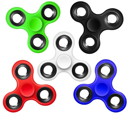 LADOWEIR Fidget Spinners 5 Pack for Kids and Adults Stress Relief Sensory Toys for Boys and Girls Age 8-13 High Speed 1-2 Min Quite Spins Fingertip Gyros Valentines Day Gifts