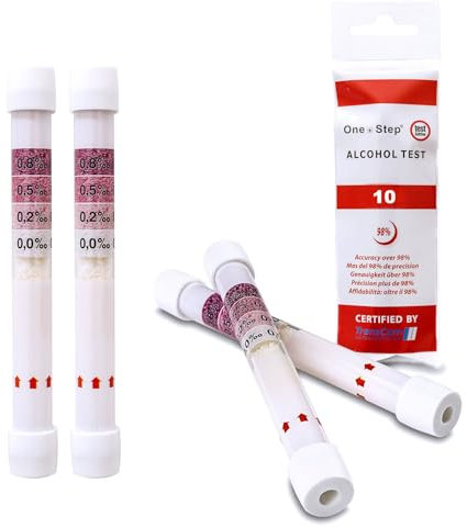 One+Step Alkoholtester 10 Stück für Deutschland und Europa mit 4 Messbereichen - Einweg Alkoholmessgerät