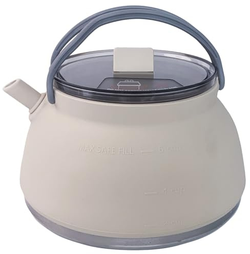 1.5L Portable Collapsible Kettle Stainless Steel & Silicone Handle with Fixing Strap