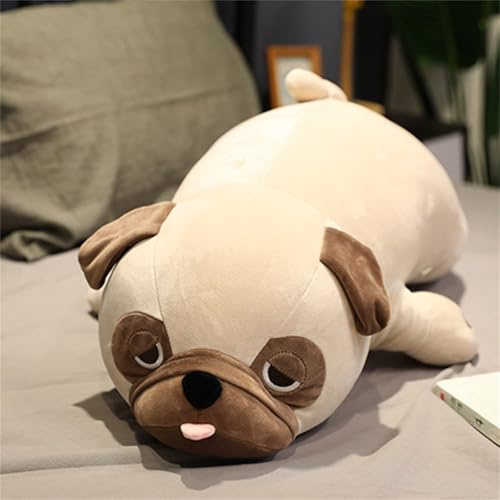 champracer Mops Plüschtier,Tiere Spielzeug Süßer Plüsch Mops Happi Spielzeug Plüschtier,50cm Liegend Hund Kuscheltie Tier Kissen,Hund Schlafplüsch Geschenk für Kinder Freunde (60cm)