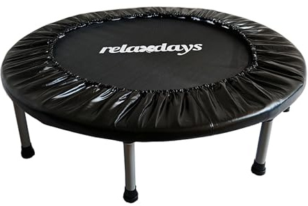 Relaxdays Indoor Trampolin, Ø 95 cm, faltbares Minitrampolin bis 100 kg, Sport & Gymnastik, Fitnesstrampolin, schwarz
