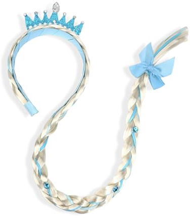 Mädchen Perücken Haarteil, Haarreif Zopf, Eiskönigin Krone Perücke, Langhaar Zöpfe für Kinder, Party & Cosplay Accessoire für Geburtstagsfeiern