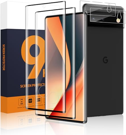 Carantee 2+2 Stück Schutzfolie für Panzerglas für Google Pixel 6 Pro 5G, 3D-Volle Bedeckung 9H Härte Stoßfänger Hohe Klarheit Hohe Auflösung Fingerabdruck-ID Pixel 6 Pro 5G Displayschutzfolie
