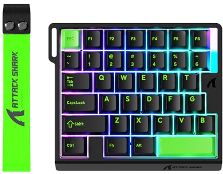 ATTACK SHARK M36 HE Rapid Trigger Gaming Keyboard, 36-Key One-Handed Hall Effect Magnetic Switches, 8000Hz Polling Rate, 0.01mm RT, RGB Wired Esports Controller - Neon Green
