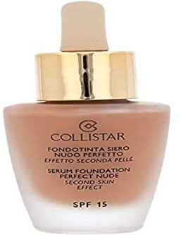 Collistar Fondotinta Siero Nudo Perfetto n.7 Biscotto, Texture super fluida, a coprenza modulabile ed effetto satinato, Con SPF 15, Con Vitamina E e acido ialuronico, Per tutti i tipi di pelle, 30ml