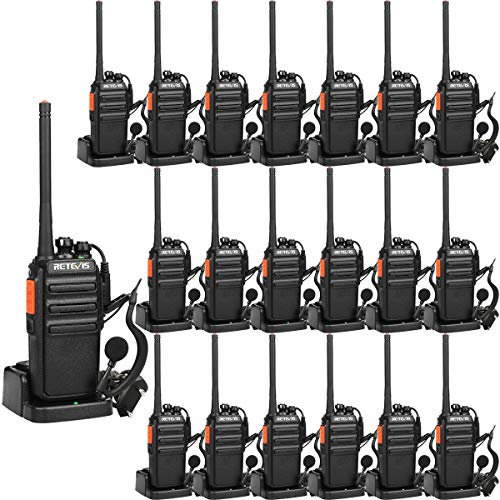 Retevis RT24 Funkgeräte Set 16 Kanäle CTCSS/DCS VOX Rauschsperre Scan Walkie Talkie Wiederaufladbarer EU-Stecker Ladeschale Funkgerät mit Headset(20 STK, Schwarz)