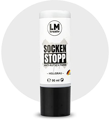 LM-Kreativ Socken Stopp 90 ml - Hellgrau - Flüssige Anti-Rutsch-Farbe für Socken und Textilien, vielseitig einsetzbar auf Wolle, Filz und Teppichen | Sock Stopper Flüssig für sicheren Halt