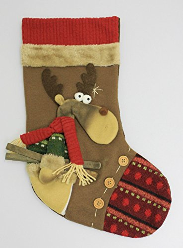 NIKOLAUSSTIEFEL mit Applikationen - Elch - 37421 rot