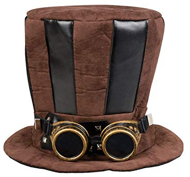 PARTY DISCOUNT Hut Steampunk Zylinder XL mit Schweißerbrille