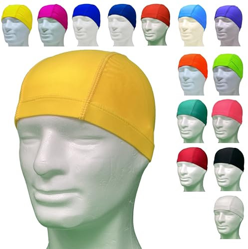 Gorros de natación Profesionales de Licra hipoalergénico sin látex ni Silicona – Gorro de Piscina Unisex - Acquagym para Adultos y jóvenes - 1 Pieza, Amarillo