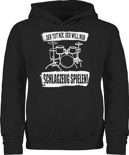 Kinder Hoodie Jungen Mädchen - Trend Kinderkleidung und Co - Der tut nix. der will nur Schlagzeug spielen. - 128 (7/8 Jahre) - Schwarz - kind drums kinderpullover drummer hoody schlagzeuger hudi
