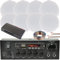 4 Zone Bluetooth Ceiling Music Kit – 110W Stereo Amplifier & 8x 4” Low Profile HiFi Flush Speakers – Stereo Wireless Background Sound System – Multi Zoning Audio