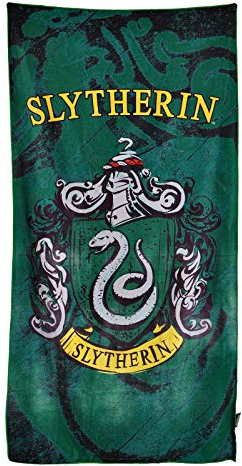 Elbenwald Harry Potter Strandtuch mit Slytherin Häuser-Wappen Motiv 90x180cm grün