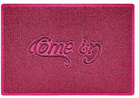 Nicoman COME-IN Embossed Shape Door Mat Dirt-Trapper Washable Barrier Doormat-(Use Indoor or Sheltered Outdoor)-(90x60cm/3x2ft,Large) Pink