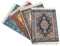 Set of 4 Carpet Mousepads, Oriental Miniature Rug Style Computer Mouse Pad, Non-Slip, Elegant Office Accessories, Blue Beige