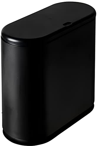 Sooyee Poubelle rectangulaire en plastique de 10 litres avec couvercle à pression, pour salle de bain, salle d'eau, chambre à coucher, cuisine, salle d'artisanat, bureau (noir)