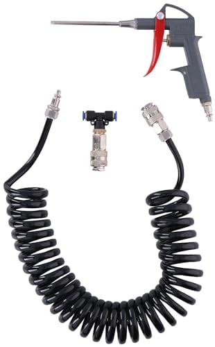 All Ride Air Gun mit Spiralschlauch 5 Meter - Max. Luftdruck 13KG/cm² - 6mm Luftzufuhrschlauch - inkl. Aufbewahrungstasche und Kuppler - Schwarz