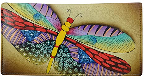 Anna by Anuschka Damen Tanzende Libellen Clutch aus echtem Leder, handbemalt, Motiv, Medium
