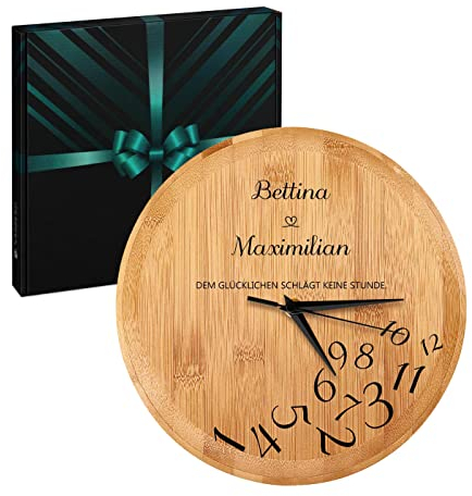 Maverton Vintage Wanduhr + Aufdruck - mit AA-Batterie betrieben - Durchmesser: 26cm - Uhr aus Bambus - Holz - Geschenk für Männer zum Geburtstag - Zitat