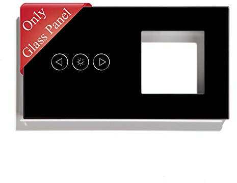 BSEED DIY 157 * 86mm Glasscheibe NUR mit 50mm Rahmenkombination für 1 Fach Wifi Dimmer Lichtschalter und Steckdose Schwarz