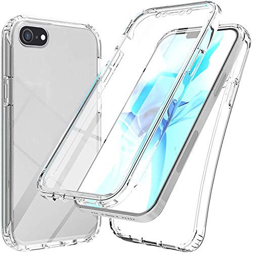XCYYOO 360-Degrés Coque Compatible avec iPhone SE 2020/iPhone SE 2022/7/8, Protection Tout Round Housse Slim Silicone Full-Cover, Transparent Case Écran Integrale,Housse Etui Anti-Rayures