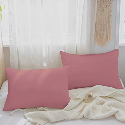 MOHAP Lot de 2- Taies d'oreiller 50x70cm Vieux Rose Housse d'oreiller avec Une Fermeture éclair en Microfibre