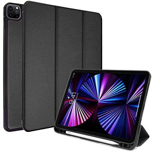 TECHGEAR iPad Pro 11 2022/2021 Smart Case [Pencil Compatible] Slim Smart Case Fold Stand Cover with Corner Protection [Auto Wake/Sleep] for iPad Pro 11 Inch 4th & 3rd Generation - Black
