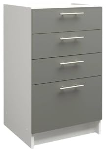 JD Greta Fixed Height 500mm Kitchen Drawer Base Cabinet Floor Unit (Without Worktop) – Grey Matt