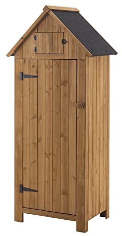 [en.casa] Geräteschrank Ottrott Kaminholzlager Brennholzregal Gartenschrank Geräteschuppen Werkzeugschrank Gerätehaus 179x77x54cm Tannenholz Bitumendach