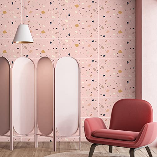 Fliesenaufkleber Bad 30x60cm Rosa Terrazzo Klebefliesen Küchenrückwand Folie Selbstklebende Fliesen Fliesenaufkleber Küche Badezimmer Fliesenfolie Vinyl Selbstklebend Wasserdicht