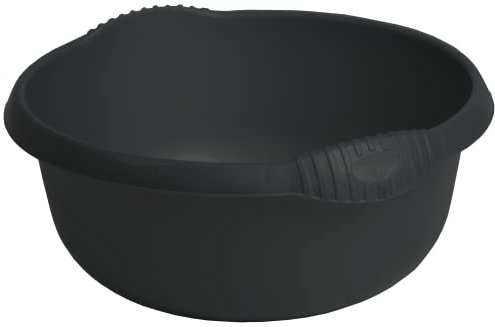 JMS we create smile - Plastic Round Bowls Kitchen Sink, Basin Mixing, Washing Up Bowl Tidy Organizer (32cm Round Bowl, Midnight Black)