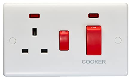 Eurolite Enhance White Plastic 45A DP switch and 13A switched socket with neon